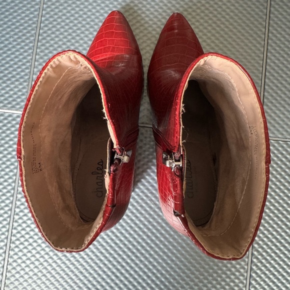 Charles by Charles David Red Virgil Embossed Booties - Picture 4 of 10